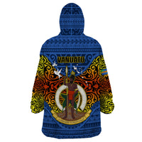 Vanuatu Tafea Province Wearable Blanket Hoodie Coat Of Arms And Namele Fern Polynesian Pattern LT05 - Polynesian Pride