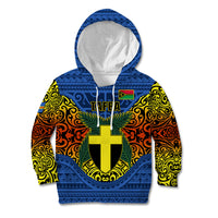 Personalized Vanuatu Tafea Province Kid Hoodie Coat Of Arms And Namele Fern Polynesian Pattern LT05 Hoodie Blue - Polynesian Pride