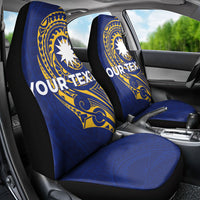 Personalised Nauru Angam Day Car Seat Cover Gold Navy Tribal Pattern