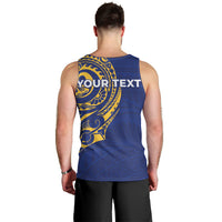 Personalised Nauru Angam Day Men Tank Top Gold Navy Tribal Pattern LT05 - Polynesian Pride