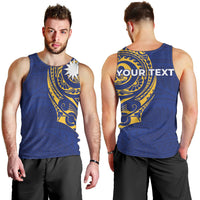 Personalised Nauru Angam Day Men Tank Top Gold Navy Tribal Pattern LT05 - Polynesian Pride