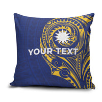 Personalised Nauru Angam Day Pillow Cover Gold Navy Tribal Pattern LT05 Blue - Polynesian Pride