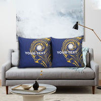 Personalised Nauru Angam Day Pillow Cover Gold Navy Tribal Pattern LT05 - Polynesian Pride