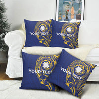 Personalised Nauru Angam Day Pillow Cover Gold Navy Tribal Pattern LT05 - Polynesian Pride