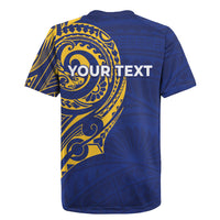 Personalised Nauru Angam Day Rugby Jersey Gold Navy Tribal Pattern LT05 - Polynesian Pride