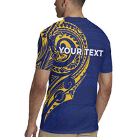 Personalised Nauru Angam Day Rugby Jersey Gold Navy Tribal Pattern LT05 - Polynesian Pride
