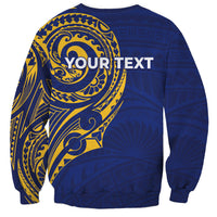 Personalised Nauru Angam Day Sweatshirt Gold Navy Tribal Pattern LT05 - Polynesian Pride