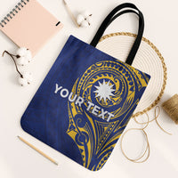 Personalised Nauru Angam Day Tote Bag Gold Navy Tribal Pattern LT05 Black Strap One Size Blue - Polynesian Pride