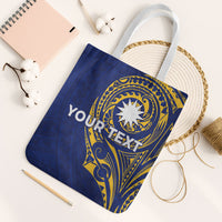 Personalised Nauru Angam Day Tote Bag Gold Navy Tribal Pattern LT05 White Strap One Size Blue - Polynesian Pride