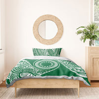 Cook Islands Gospel Day Bedding Set Green Tribal Curves