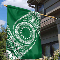 Cook Islands Gospel Day Garden Flag Green Tribal Curves