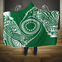 Cook Islands Gospel Day Hooded Blanket Green Tribal Curves