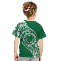Cook Islands Gospel Day Kid T Shirt Green Tribal Curves