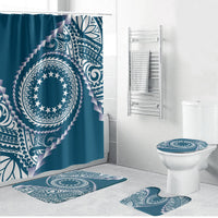 Cook Islands Gospel Day Bathroom Set Blue Tribal Curves