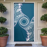 Cook Islands Gospel Day Door Cover Blue Tribal Curves