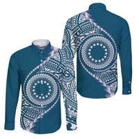 Cook Islands Gospel Day Family Matching Mermaid Dress and Hawaiian Shirt Blue Tribal Curves