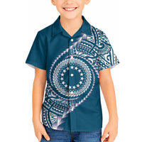 Cook Islands Gospel Day Hawaiian Shirt Blue Tribal Curves