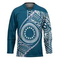 Cook Islands Gospel Day Hockey Jersey Blue Tribal Curves