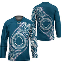 Cook Islands Gospel Day Hockey Jersey Blue Tribal Curves