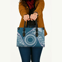 Cook Islands Gospel Day Leather Bag Blue Tribal Curves