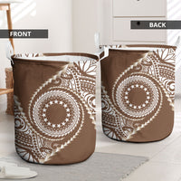 Cook Islands Gospel Day Laundry Basket Brown Tribal Curves