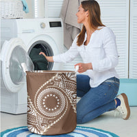 Cook Islands Gospel Day Laundry Basket Brown Tribal Curves