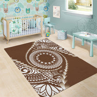 Cook Islands Gospel Day Area Rug Brown Tribal Curves