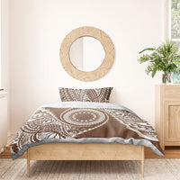 Cook Islands Gospel Day Bedding Set Brown Tribal Curves