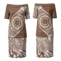 Cook Islands Gospel Day Family Matching Puletasi and Hawaiian Shirt Brown Tribal Curves