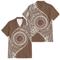 Cook Islands Gospel Day Family Matching Short Sleeve Bodycon Dress and Hawaiian Shirt Brown Tribal Curves