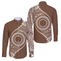Cook Islands Gospel Day Family Matching Short Sleeve Bodycon Dress and Hawaiian Shirt Brown Tribal Curves