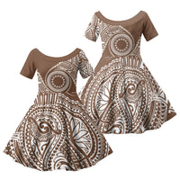 Cook Islands Gospel Day Family Matching Tank Maxi Dress and Hawaiian Shirt Brown Tribal Curves