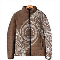 Cook Islands Gospel Day Padded Jacket Brown Tribal Curves
