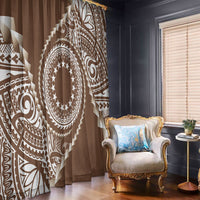 Cook Islands Gospel Day Window Curtain Brown Tribal Curves