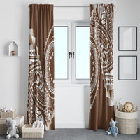 Cook Islands Gospel Day Window Curtain Brown Tribal Curves