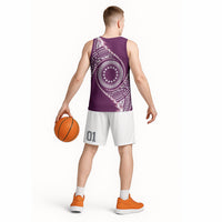 Cook Islands Gospel Day Basketball Jersey Maroon Tribal Curves