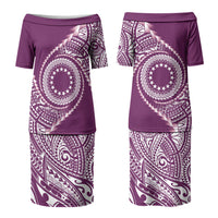 Cook Islands Gospel Day Couples Matching Puletasi and Long Sleeve Button Shirt Maroon Tribal Curves