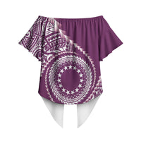 Cook Islands Gospel Day Off Shoulder Wrap Waist Top Maroon Tribal Curves