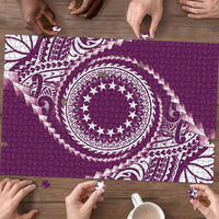 Cook Islands Gospel Day Puzzle Maroon Tribal Curves LT05 - Polynesian Pride