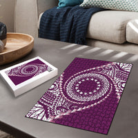 Cook Islands Gospel Day Puzzle Maroon Tribal Curves LT05 - Polynesian Pride