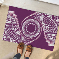 Cook Islands Gospel Day Rubber Doormat Maroon Tribal Curves