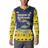 Tokelau Christmas Button Sweatshirt Tokelauan Turtle Santa Sleigh