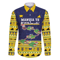 Tokelau Christmas Family Matching Off The Shoulder Long Sleeve Dress and Hawaiian Shirt Tokelauan Turtle Santa Sleigh