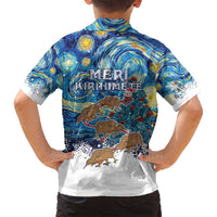 New Zealand Christmas Family Matching Long Sleeve Bodycon Dress and Hawaiian Shirt Kiwis Santa Sleigh Starry Night Style LT05 - Polynesian Pride