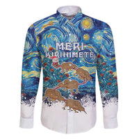 New Zealand Christmas Family Matching Off The Shoulder Long Sleeve Dress and Hawaiian Shirt Kiwis Santa Sleigh Starry Night Style