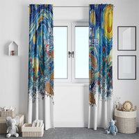 New Zealand Christmas Window Curtain Kiwis Santa Sleigh Starry Night Style