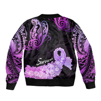 Pancreatic Cancer Awareness Bomber Jacket Keep Calm And Fight On Polynesian Pattern LT05 - Polynesian Pride