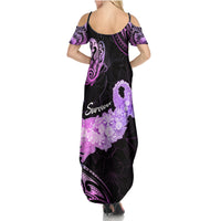 Pancreatic Cancer Awareness Summer Maxi Dress Keep Calm And Fight On Polynesian Pattern LT05 - Polynesian Pride
