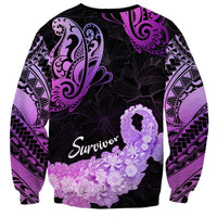 Pancreatic Cancer Awareness Sweatshirt Keep Calm And Fight On Polynesian Pattern LT05