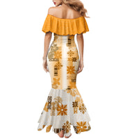 Hawaiian Quilt Family Matching Mermaid Dress and Hawaiian Shirt Vintage Pattern Brown LT05 - Polynesian Pride